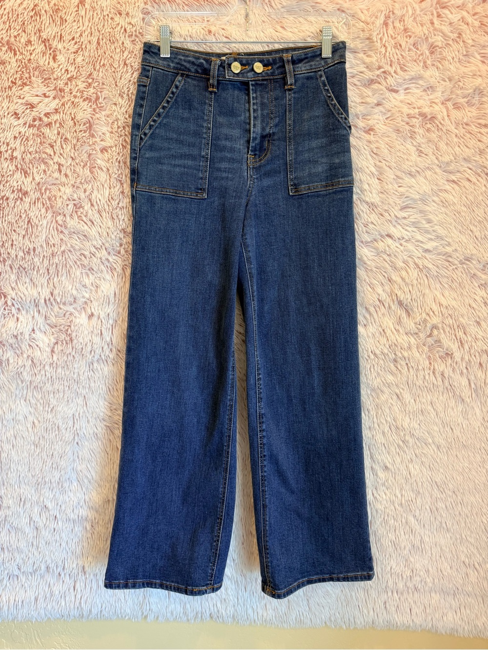 Oat New York Dark Blue Wide-Leg High-Rise Jeans
